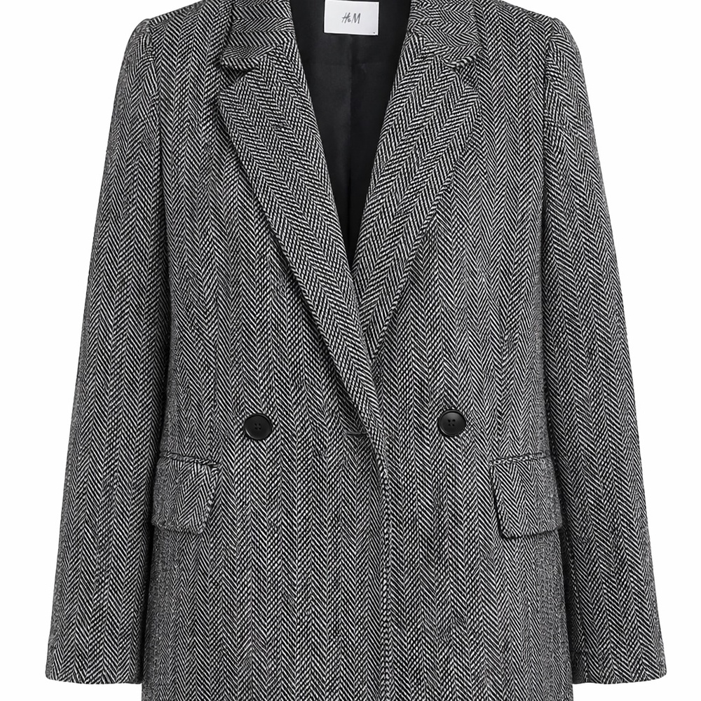 H&M Herringbone Patterned Double-Breasted Blazer - image 1
